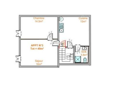  Appartement  louer 2 pices 