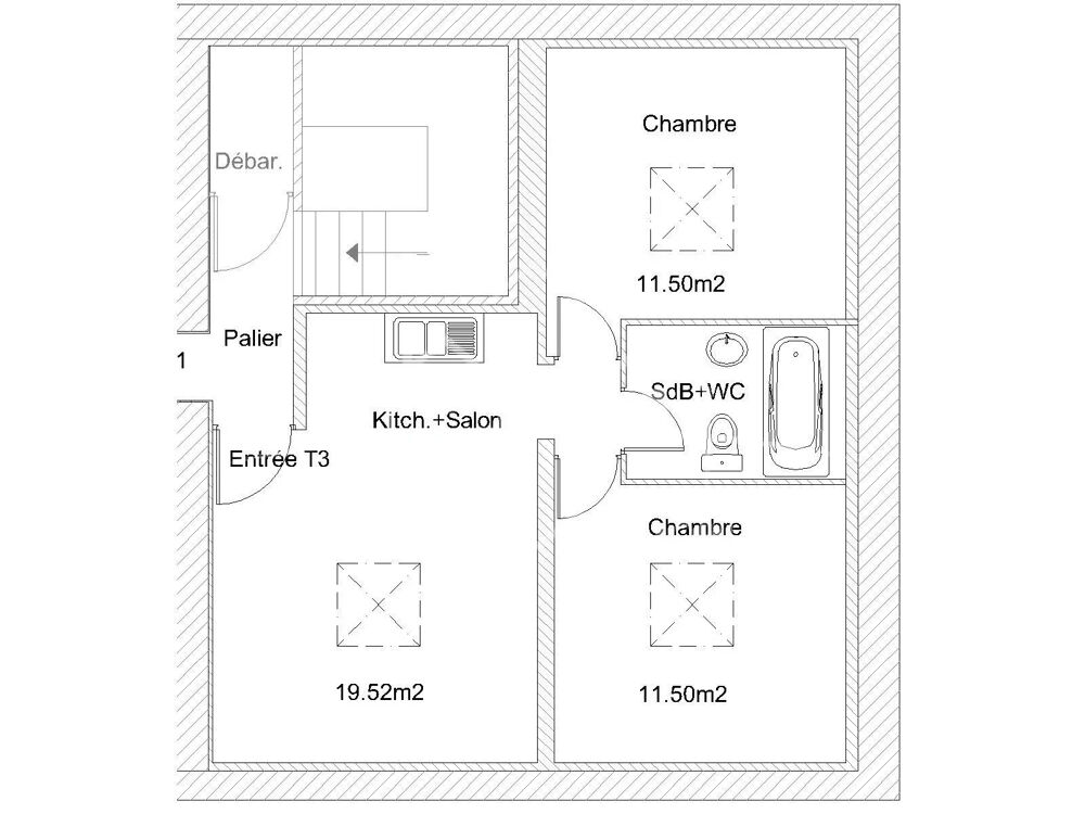 BEL APPARTEMENT ATYPIQUE SOUS COMBLES