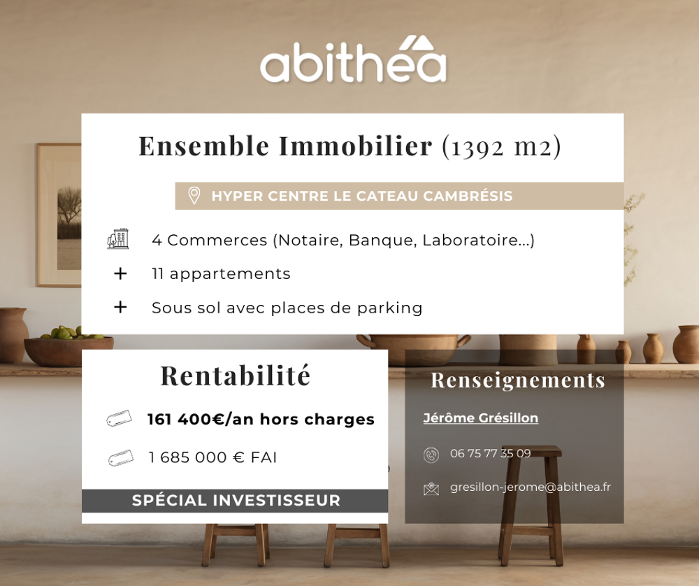 Vente Immeuble IMMEUBLE DE RAPPORT 1393m2 Le cateau cambresis