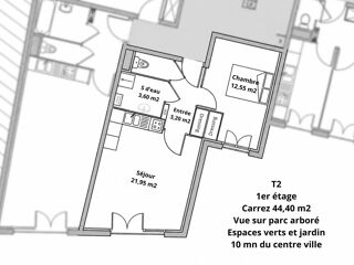  Appartement à vendre 2 pièces 44 m²