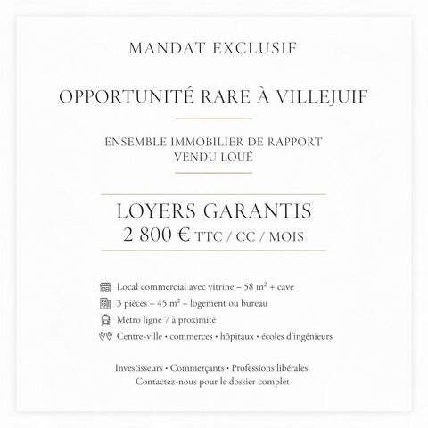 Vente murs pro  &agrave; Villejuif 622000 94800 Villejuif