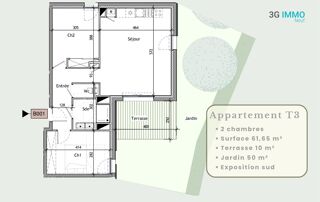  Appartement � vendre 3 pi�ces 62 m�