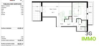  Appartement à vendre 2 pièces 44 m²