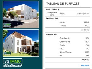  Appartement  vendre 3 pices 77 m