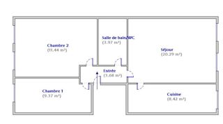  Appartement  vendre 3 pices 57 m