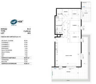  Appartement � vendre 4 pi�ces 98 m�