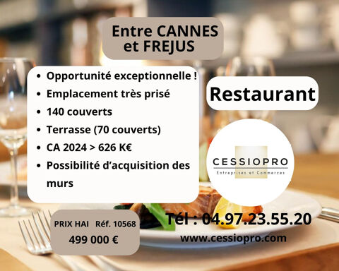 RESTAURANT AVEC TERRASSE DE PLUS DE 70 PLACES   ENTRE TERRE ET MER, DANS UNE VILLE EN PLEIN ESSOR   ENTRE CANN 499000 06530 Peymeinade