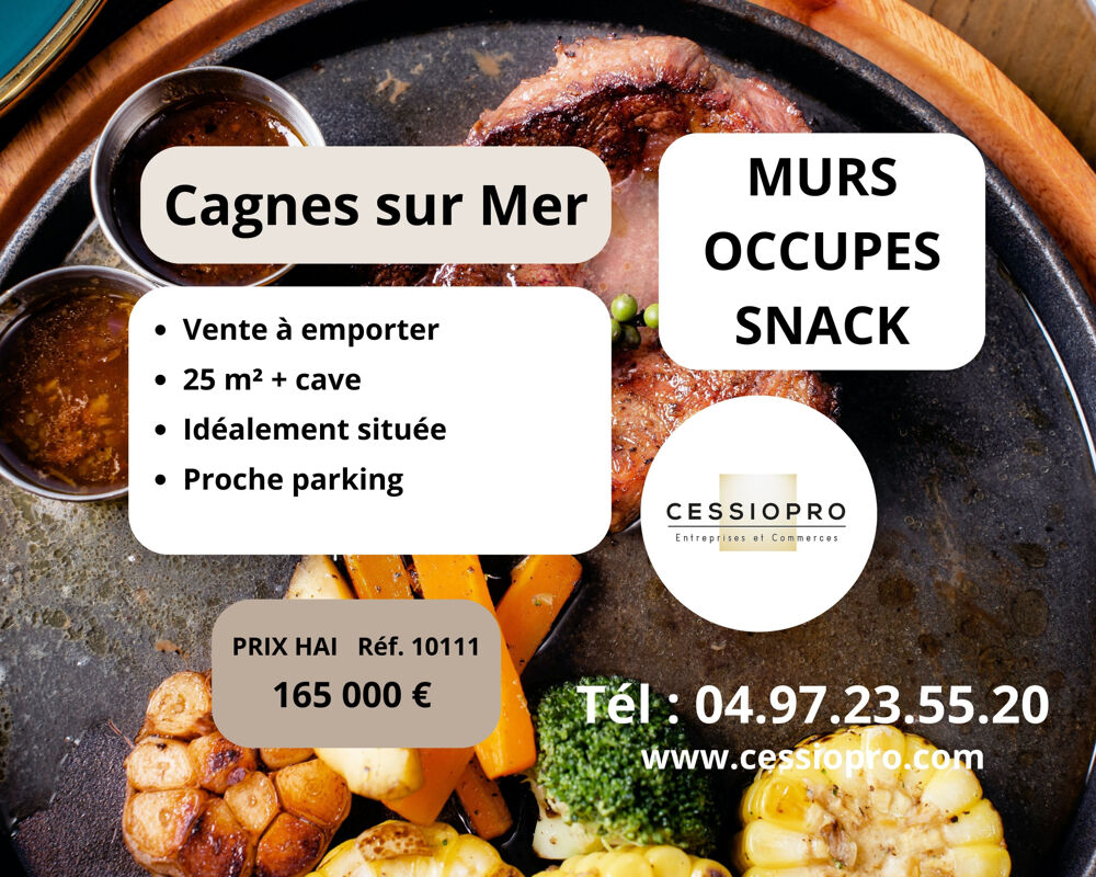   MURS OCCUPES SNACK VENTE A EMPORTER 25M2+SOUS SOL 14m2 CAGNES SUR MER 