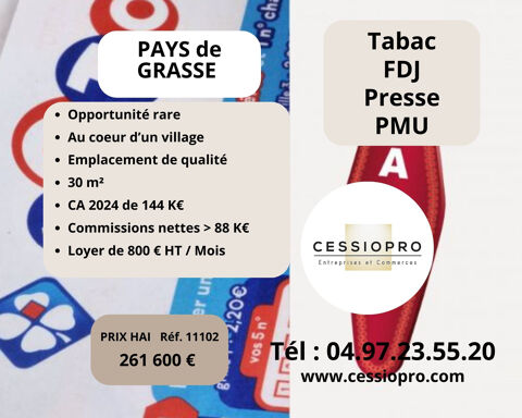 A vendre Tabac-FDJ-PMU, Pays de Grasse. 261600 06530 Peymeinade