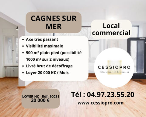 LOCATION LOCAL COMMERCIAL 500/1000m2(2 niveaux) TOUS COMMERCES CAGNES SUR MER BRUT DE DECOFFRAGE 20000 06800 Cagnes sur mer