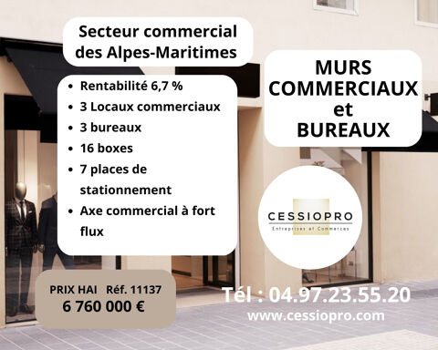 Murs commerciaux et bureaux   Rentabilit&eacute; 6,7 % brut   Secteur commercial dynamique ALPES-MARITIMES 6760000 06000 Nice