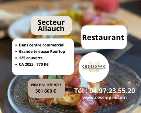 Restaurant dans centre commercial. Grande terrasse. Rooftop &agrave; Allauch. 561600 13190 Allauch