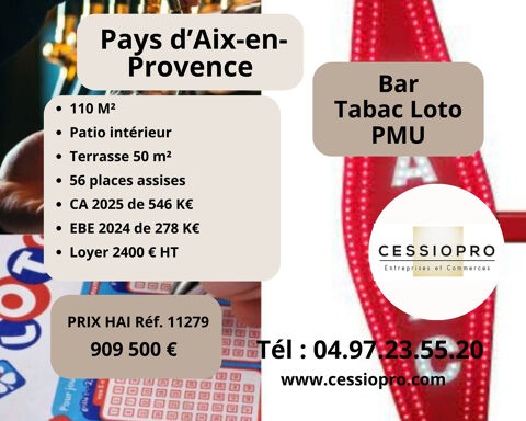 A vendre Bar Tabac Loto PMU, avec Terrasse, Pays d'Aix en Provence 909500 13090 Aix en provence