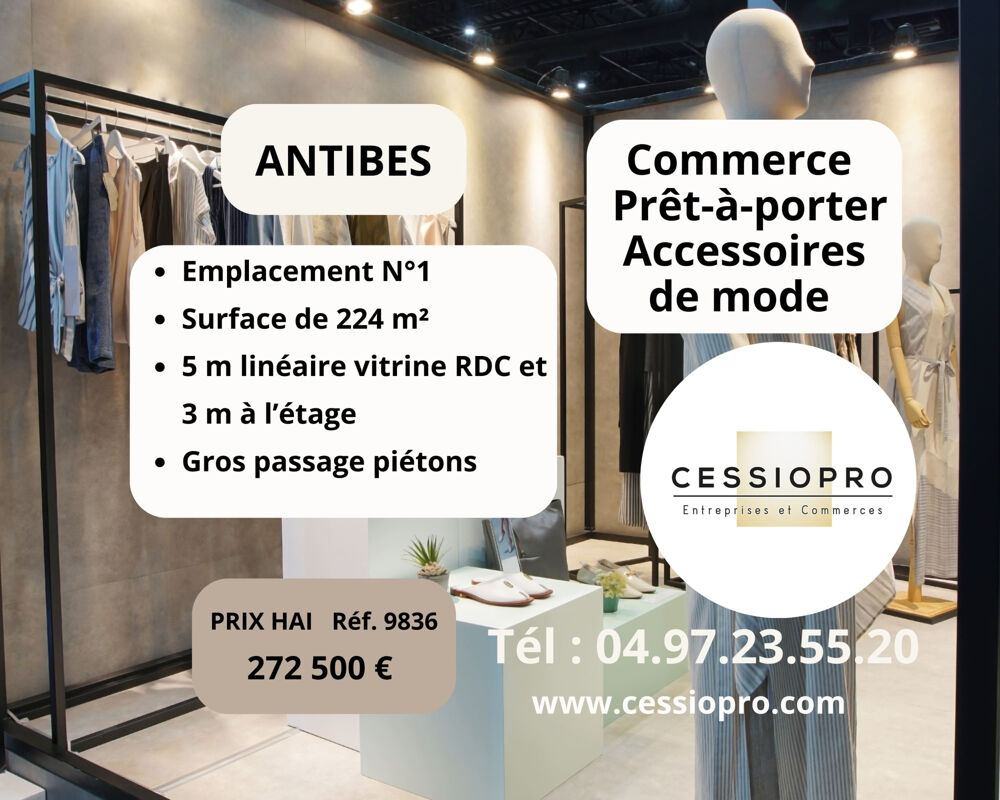   Commerce de prêt à porter et accessoires de mode, Antibes, emplacement No1 