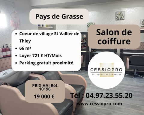 Salon de coiffure axe principal d' un charmant village du pays de Grasse 19000 06460 St vallier de thiey