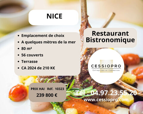 Restaurant Bistronomique de charme &agrave; Nice, emplacement de choix. 239800 06200 Nice