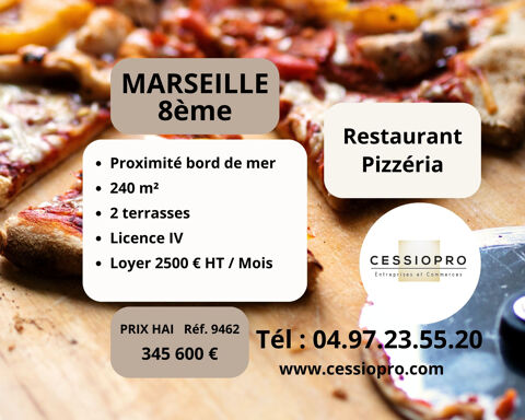 RESTAURANT PIZZERIA AVEC LICENCE 4 INCLUS, SURFACE TOTALE ENVIRON 240 m2 AVEC DEUX TERRASSES, PROCHE BORD DE M 345600 13008 Marseille