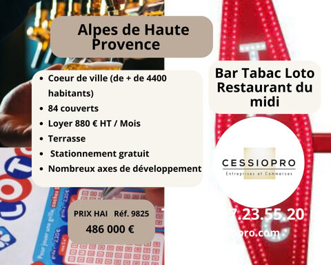 Tr&egrave;s belle affaire de Bar Tabac Loto Restaurant du Midi, Licence 4, avec Terrasse et Patio Int&eacute;rieur. En plein 486000 04200 Sisteron