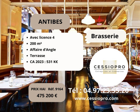 BRASSERIE 98 COUVERTS LICENCE 4 ANTIBES CENTRE 475200 06600 Antibes