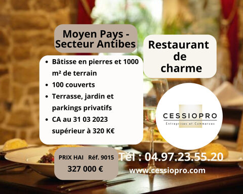 RESTAURANT DE CHARME AVEC TERRASSE ET LOGEMENT  MOYEN PAYS SECTEUR ANTIBES 327000 06650 Opio