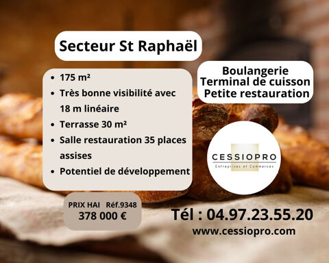 Boulangerie, terminal de cuisson, petite restauration, très belle visibilité,  Secteur Saint Raphaël - Route t 378000 83700 St raphael