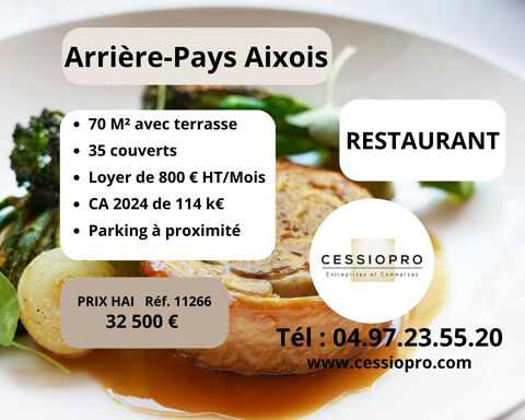 BAISSE DE PRIX ! ! RESTAURANT 30 COUVERTS   PREMIERE AFFAIRE IDEALE POUR CHEF SOLO OU COUPLE DE RESTAURATEURS 32500 13090 Aix en provence