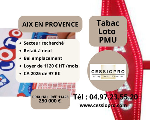 A vendre tr&egrave;s beau Tabac Loto, refait &agrave; neuf, secteur recherch&eacute;, Aix en Pce 250000 13100 Aix en provence