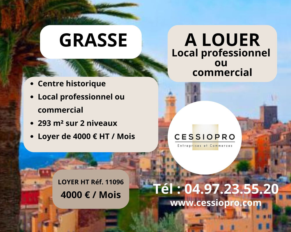   A LOUER A GRASSE : LOCAL PROFESSIONNEL OU COMMERCIAL DE  293 m2 