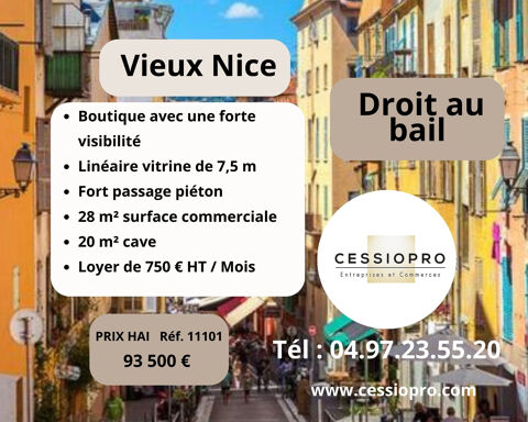 NICE   VIEUX NICE - DROIT AU BAIL   BOUTIQUE AVEC UNE FORTE VISIBILIT&Eacute; 93500 06300 Nice