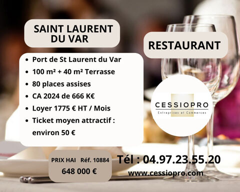 A VENDRE RESTAURANT port de  SAINT LAURENT DU VAR 648000 06700 St laurent du var