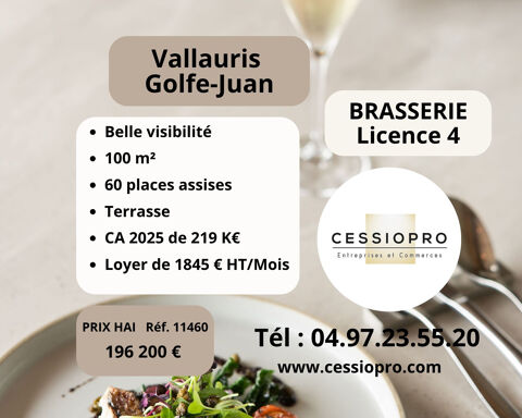 Agr&eacute;able brasserie, licence 4, terrasse, id&eacute;al couple professionnel Vallauris-Golfe Juan, centre-ville 196200 06220 Vallauris