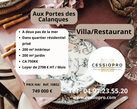 VILLA/RESTAURANT PREMIUM plain pied AVEC JARDIN   aux Portes des Calanques(13) 749000 83270 Saint cyr sur mer