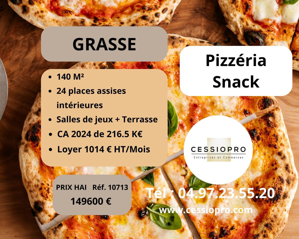   PIZZERIA/SNACK   SECTEUR GRASSE (06) EN ZONE D'ACTIVITES   PROCHE GRANDS AXES ROUTIERS, COMMERCES, ECOLES 