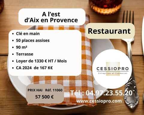 Fonds de commerce restauration   &Agrave; l'est d'Aix-en-Provence, charmant restaurant avec terrasse   Cl&eacute; en main 57500 13100 Aix en provence