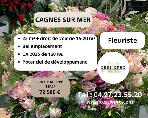Fleuriste   bel emplacement   CA 160K� - Potentiel d&eacute;veloppement   CAGNES SUR MER 72500 06800 Cagnes sur mer