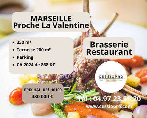 BRASSERIE RESTAURANT (350m2) AVEC TERRASSE + LICENCE 4, PROCHE MARSEILLE LA VALENTINE 430000 13011 Marseille