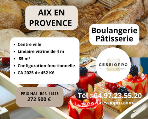 Fonds de commerce boulangerie-p&acirc;tisserie   Aix-en-Provence centre 272500 13100 Aix en provence