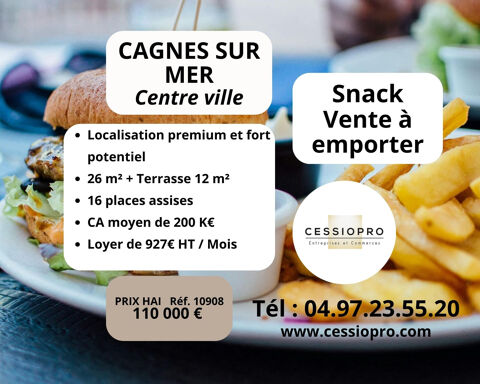 A VENDRE SNACK VENTE A EMPORTER 26M2 CENTRE VILLE CAGNES SUR MER 110000 06800 Cagnes sur mer