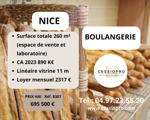 BOULANGERIE PATÎSSERIE SANDWICHERIE A NICE   CA 2022 = 800 000 695500 06100 Nice