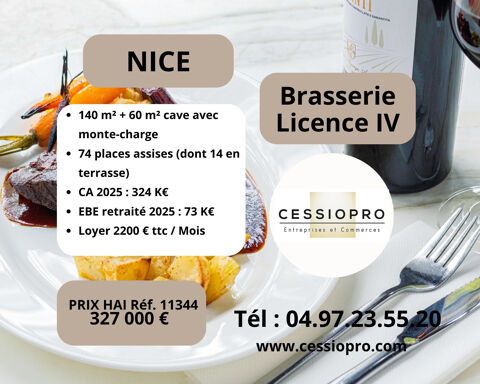 Brasserie Licence IV cl&eacute;s en main   Quartier dynamique &agrave; proximit&eacute; de la Promenade des Anglais   Nice 327000 06000 Nice