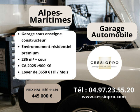 GARAGE AUTOMOBILE SOUS ENSEIGNE CONSTRUCTEUR - ALPES MARITIMES   BASSIN RESIDENTIEL A FORT POUVOIR ECONOMIQUE 445000 06400 Cannes