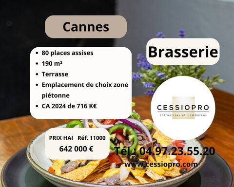 Cannes, brasserie de qualit&eacute;, zone pi&eacute;tonne, terrasse. 642000 06400 Cannes