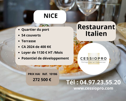 Charmant Restaurant italien avec 400k € CA moyen dans le quartier du port &agrave; Nice. 272500 06300 Nice