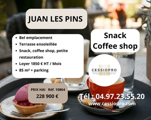 Snack, coffee shop et petite restauration, bel emplacement, terrasse ensoleill&eacute;e, ouvert &agrave; l'ann&eacute;e - Juan les 228900 06160 Juan les pins