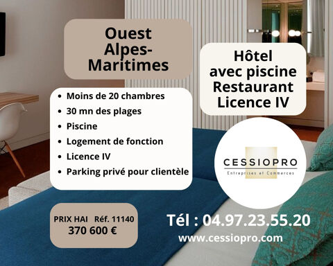 &Agrave; Vendre   H&ocirc;tel-Restaurant avec Piscine   Moins de 20 chambres   Ouest Alpes-Maritimes 370600 06130 Grasse
