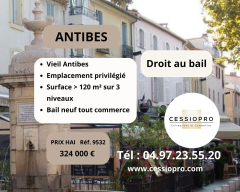 Droit au bail, vieil Antibes, possibilit&eacute; de cr&eacute;ation d'un restaurant, emplacement privil&eacute;gi&eacute;, loyer mod&eacute;r&eacute;. 324000 06600 Antibes