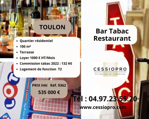 BAR TABAC RESTAURANT DANS QUARTIER RESIDENTIEL DE TOULON 535000 83000 Toulon
