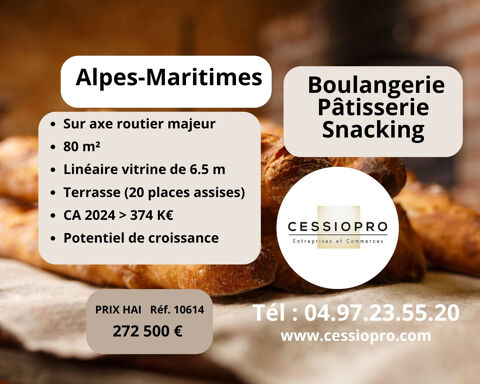 Boulangerie   Pâtisserie   Snacking avec Terrasse et Grand Parking sur Axe Routier Majeur ! 272500 06560 Valbonne