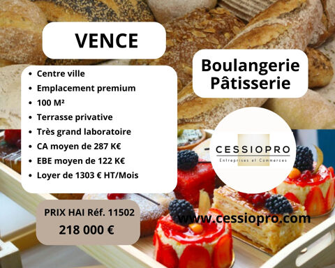 BOULANGERIE PATISSERIE 100 M2 + TERRASSE COEUR DE VENCE 218000 06140 Vence