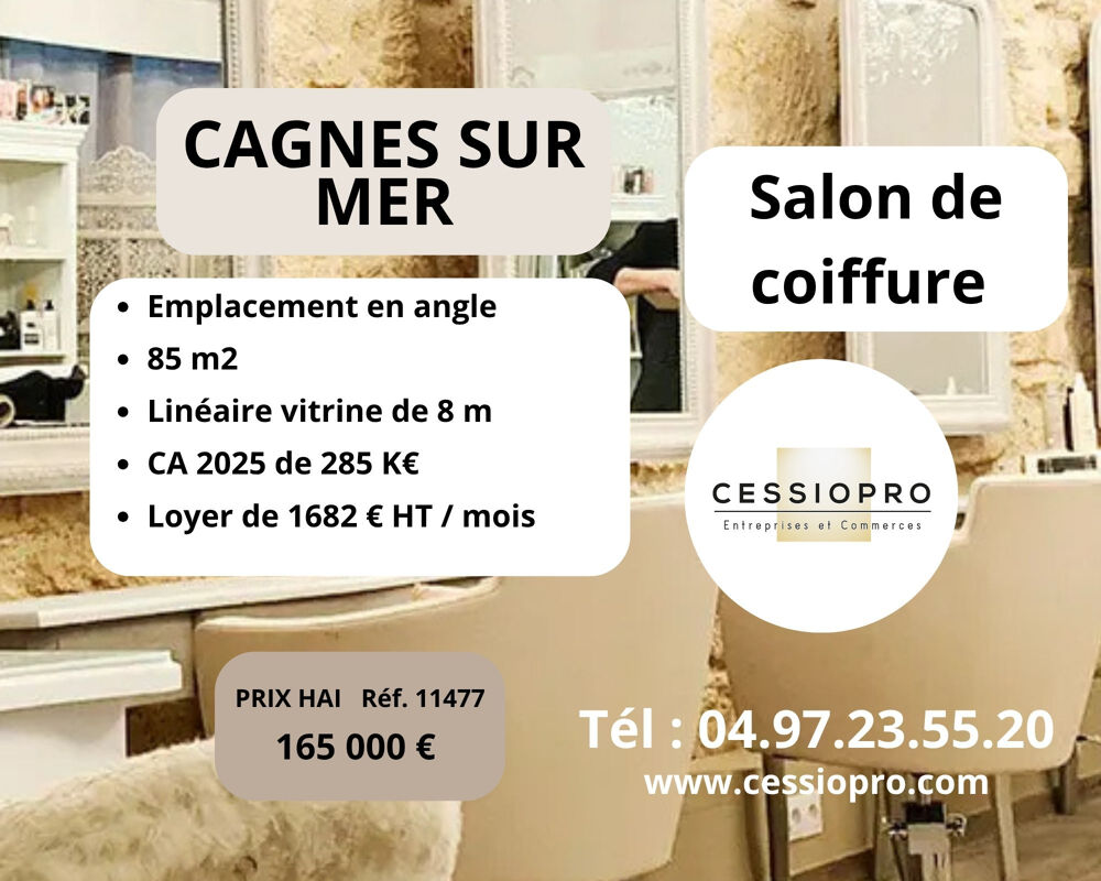   SALON DE COIFFURE CA 285K€ CAGNES SUR MER 